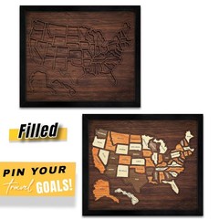 12x10inch Travel Map,Wooden USA Map Puzzle,Perfect For Couples and Families Gift