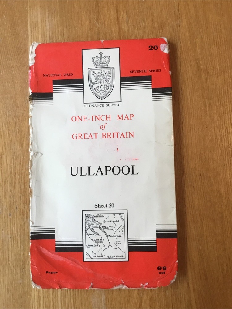 1962 Ordnance Survey One Inch Seventh Series Map 20 Ullapool (incl Ardcharnich )