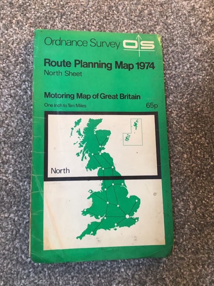Vintage Ordnance Survey Route Planning Map 1974 North Sheet