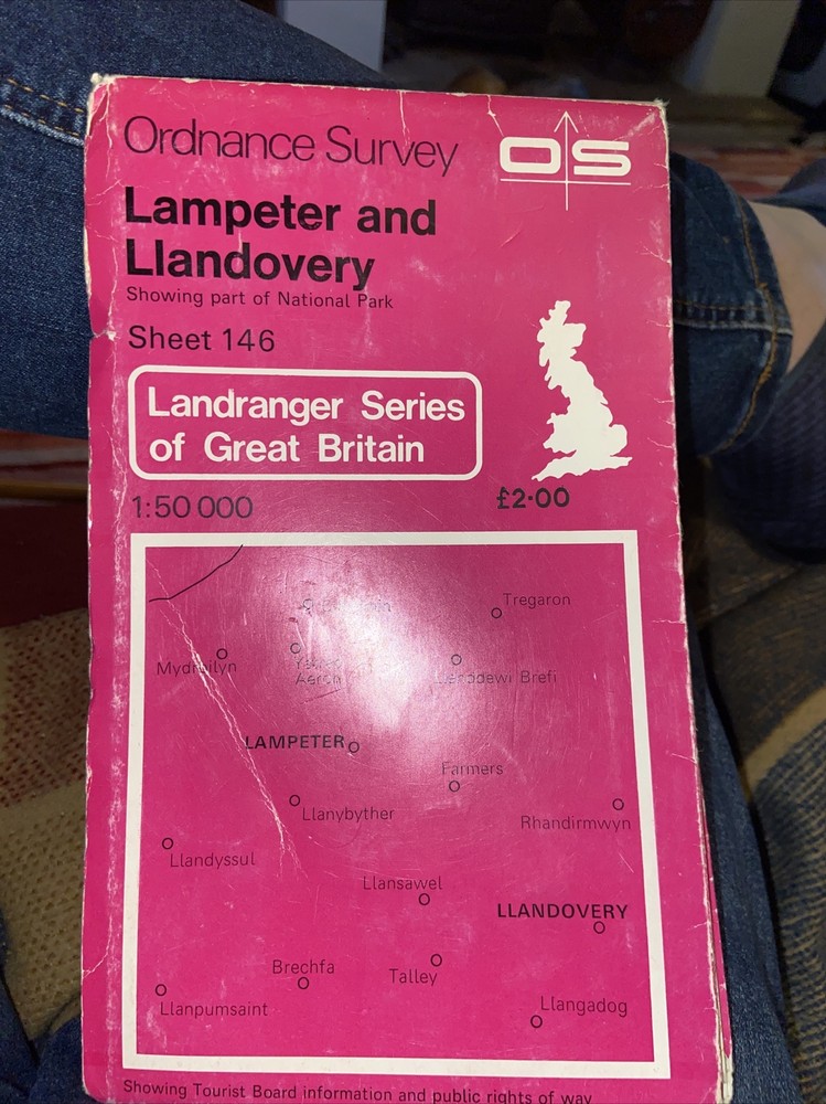 Vintage OS Landranger Map (1:50,000) Sheet 146 Lampeter and Llandovery – c1979