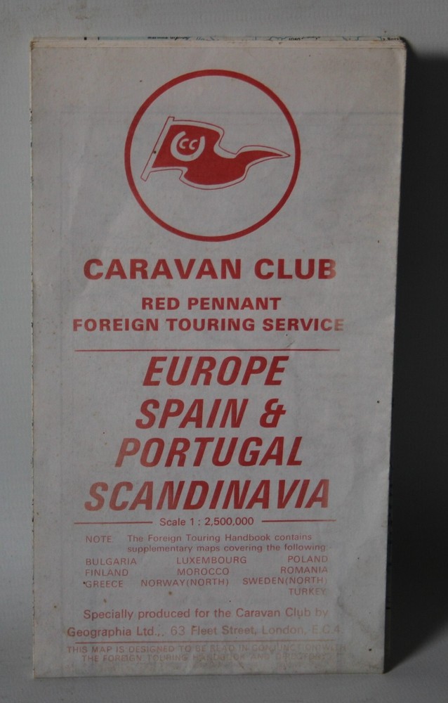 Caravan Club / Geographia 1:2,500,000 Map of Europe & Scandinavia – 1981