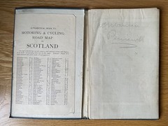 Vintage Bacon’s Motoring Road of Scotland Map Cycling Cloth Backed