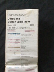 MAP – Ordnance Survey 2cm-1km ’87 Landranger#128 Derby Burton upon Trent (8674