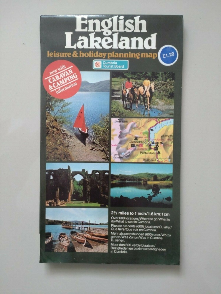 English Lakeland Leisure & Holiday Planning Map Chart 1978 Cumbria Tourist Board