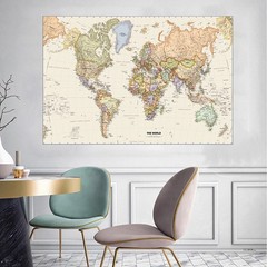 Well Illustrated World Map Poster Educational Wall Art Geography Country Capital