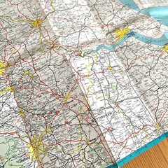 1965 Large ESSO Road Map of Northern England Historic Map incl Newcastle, York