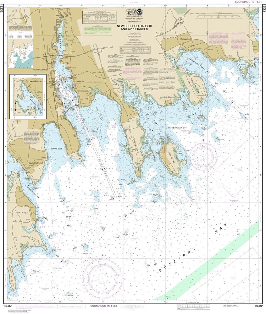 New Bedford Harbor and Approaches | Waterproof NOAA Chart 13232