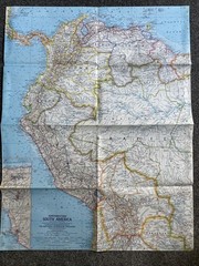 National Geographic Magazine 1964 Paper Map Northwestern South America Vintage