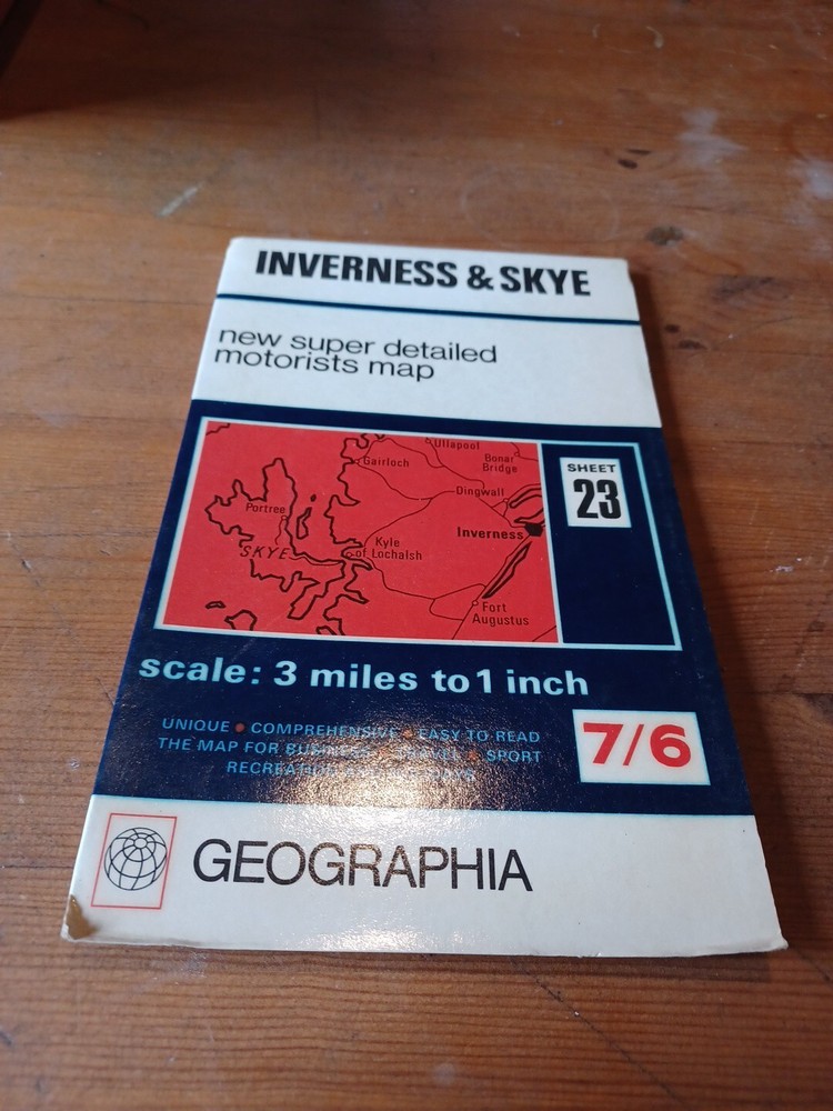 Map Geographia Map Inverness & Skye 3miles To 1 Inch Motorist Map Scotland