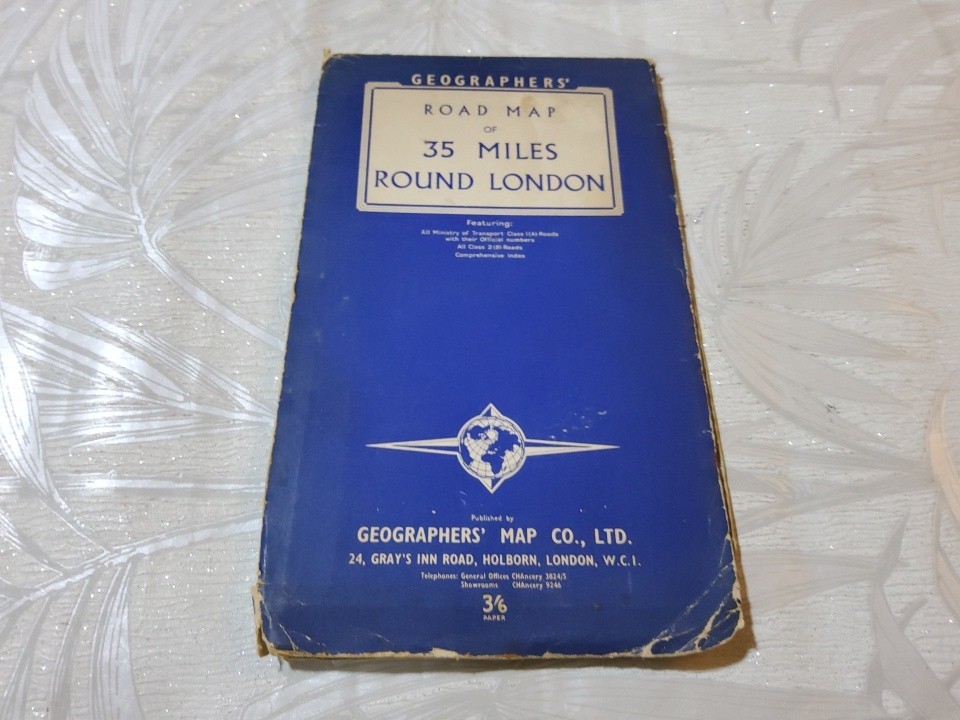 ❤️RARE VINTAGE❤️Geographers’ Road Map Of 35 Miles Round London❤️GOOD PLS LOOK❤️