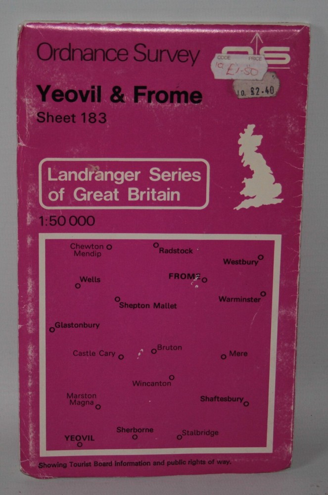 Ordnance Survey Landranger Map – Yeovil & Frome, Sheet 183 – 1974