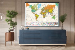 24×33/17×24 inch World Map World Counry City Map Educational School Wall Poster