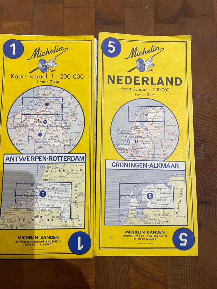 Michelin Nederland 1 & 5 Vintage Map antwerp rottadam alkmaar Netherlands