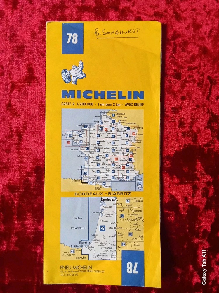 1980s Michelin Map No.78 Bordeaux Biarritz France Folding Road Map Vintage
