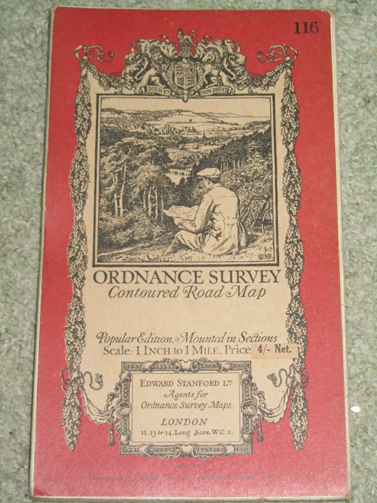Ordnance Survey 1″ Popular edition: Sheet 116 Chatham – 1932 dissected cloth