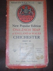 Ordnance Survey New Popular Edition 1″ map Chichester Sheet 181 (cloth) 1946