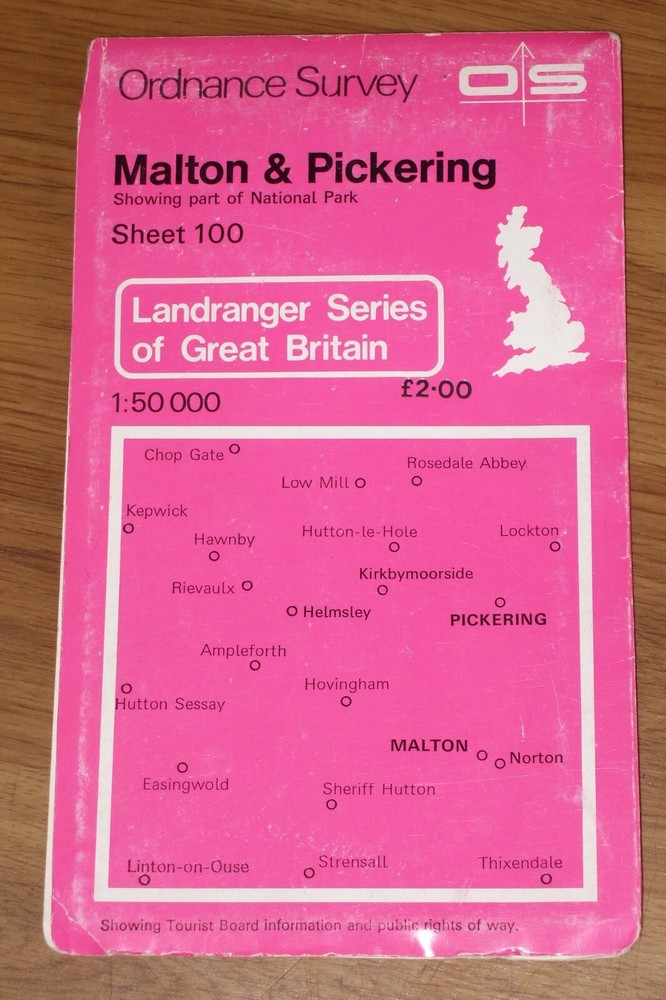 ORDNANCE SURVEY SHEET MAP MALTON & PICKERING SHEET 100 VGC NO RIPS TEARS