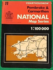 Bartholomew National Map Series – Pembroke & Carmarthen – 1975 Folding Road Map