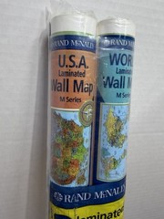 RAND MCNALLY World & US Laminated Wall Maps M Series 50×32″ New Sealed