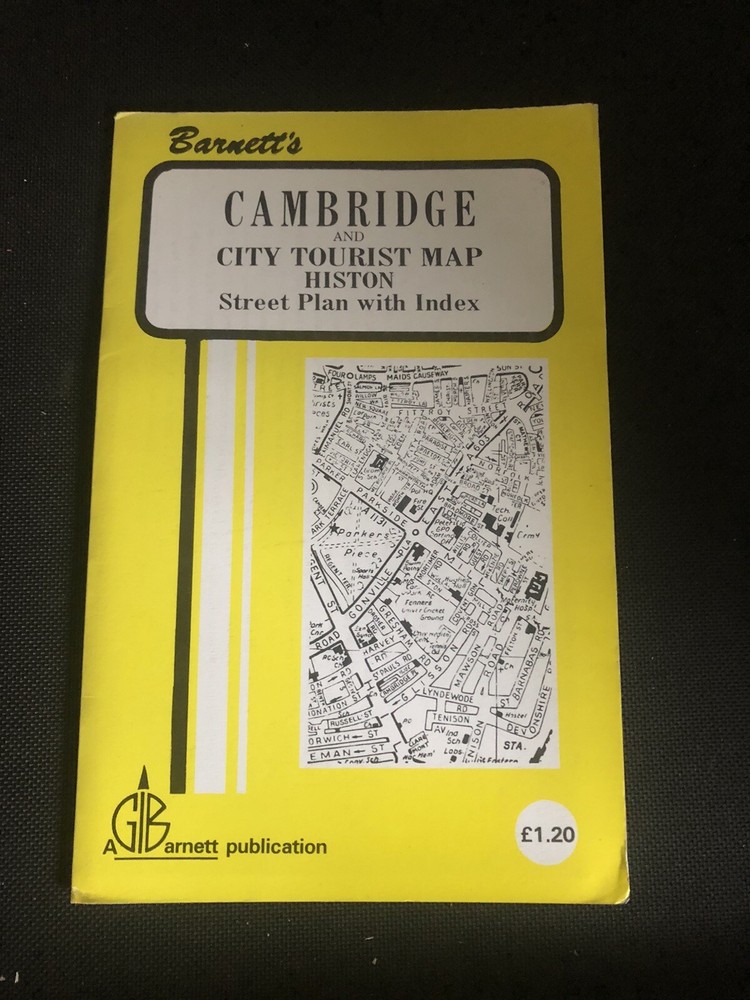 Vintage Cambridge City Tourist Map And Street Plan With Index – Barnetts