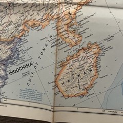 1953 National Geographic Magazine Paper Map China Coast And Korea Vintage