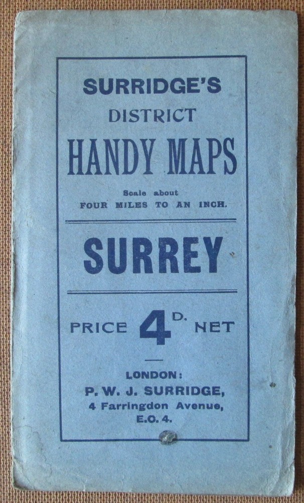 E. J. Larby’s / Surridge’s New Series District Handy Map Surrey Circa 1910 Rare