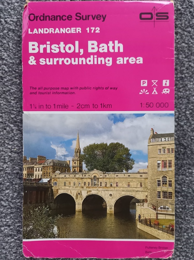 LANDRANGER OS 1:50,000: BRISTOL, BATH & SURROUNDING AREA, SHEET 172, 1990