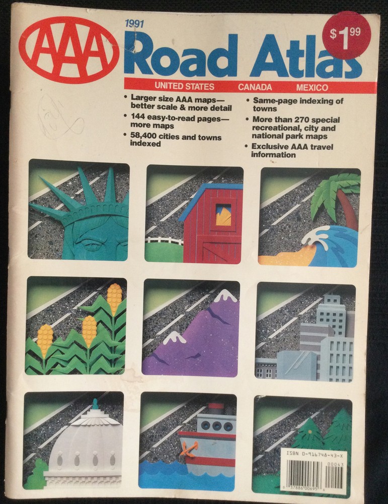 1991 AAA Road Atlas Unated States Canada Mexico