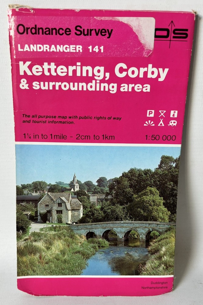 Ordnance Survey Landranger Map – Kettering & Corby – Sheet 141 – 1987