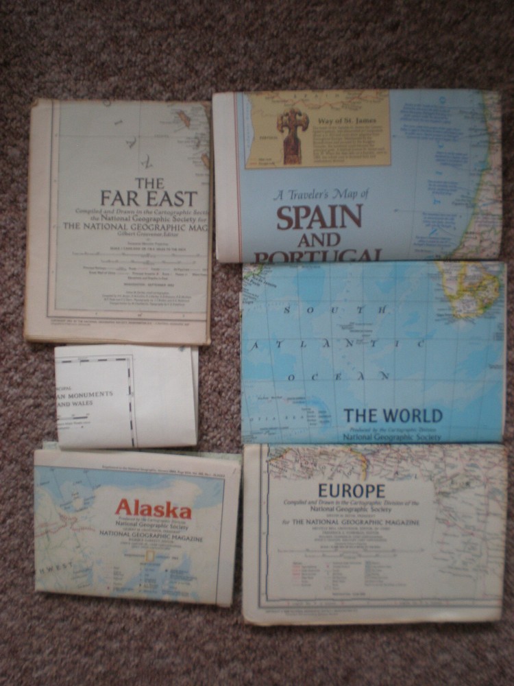 THE WORLD EUROPE ALASKA FAR EAST SPAIN PORTUGAL GEOGRAPHIC EXPLORER OS MAPS LOT