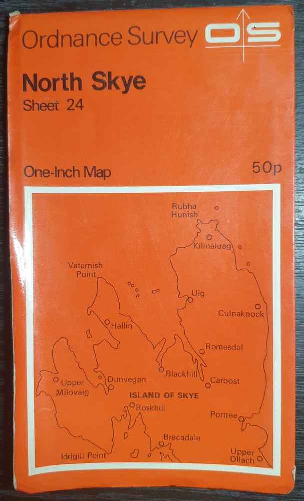 North Sky Ordnance Survey One Inch Map Sheet 24 Good condition Mineral Location