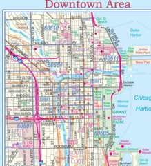 Chicago City Detailed Arterial Wall Map w/Zip Codes *2 Large Sizes*