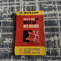 Dunlop, width of road map Wales and West Midlands, 5 miles to 1 inch, vintage