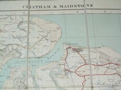 Ordnance Survey 1″ Popular edition: Sheet 116 Chatham – 1932 dissected cloth