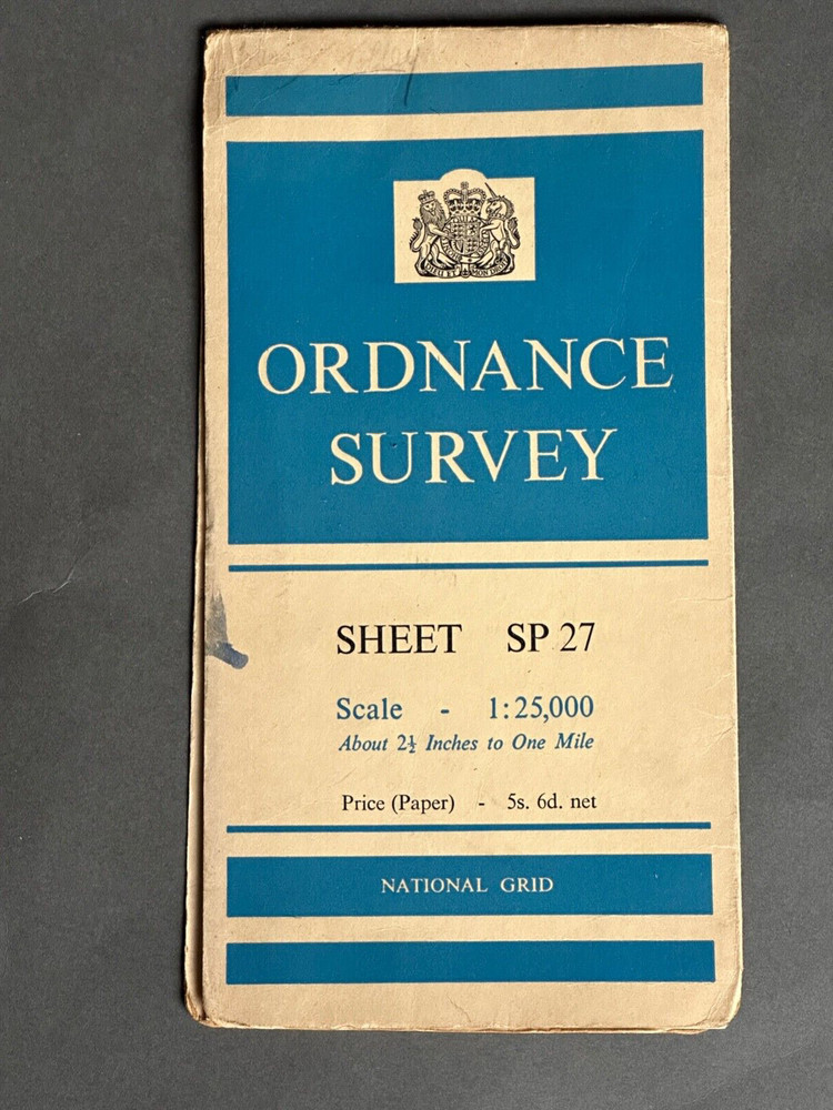 Vintage 1:25,000 ordnance survey map, Sheet SP27, Kenilworth