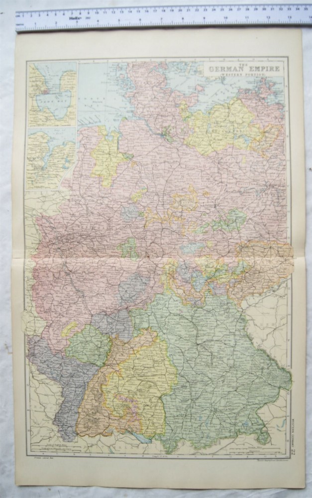 Vintage: Bacons engraved map Sheet 22 German Empire, Western Portion