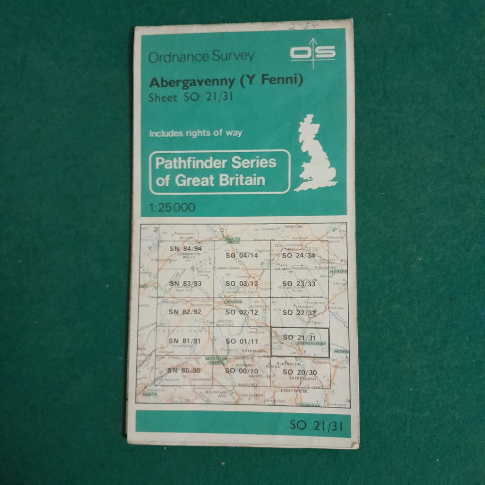 OS PATHFINDER SHEET SO 21/31 ABERGAVENNY (Y FENNI ) WALKERS MAP 1:25 000 SCALE