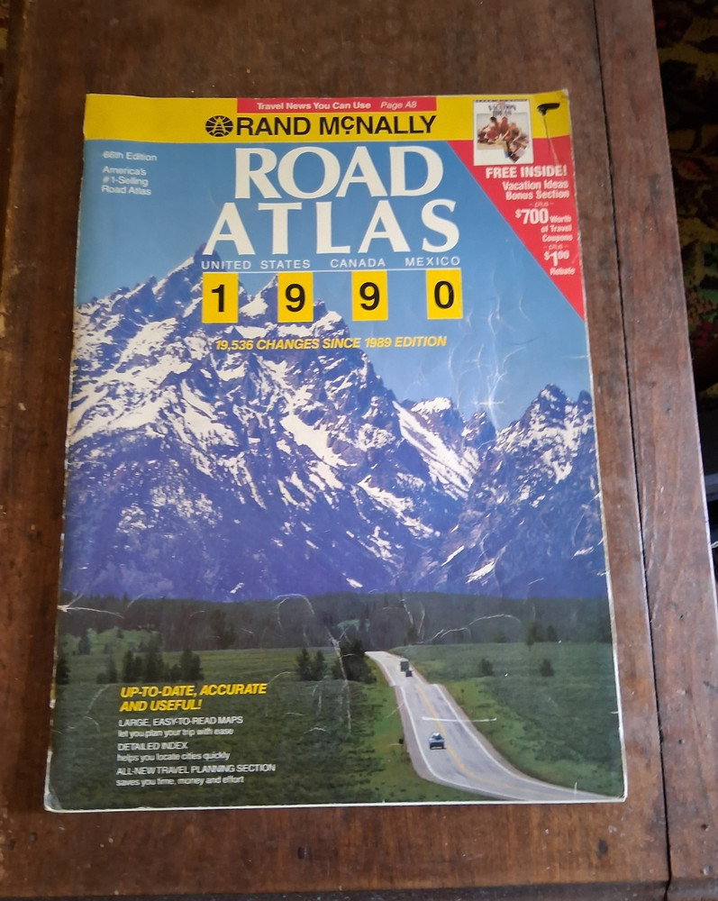 Rand McNally 1990 USA Canada Mexico North America Road Atlas. 66th Edition