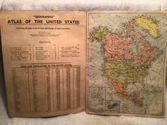 New Geographia Atlas of the United States 1943 With 32 Pgs. of Colored Maps WWII