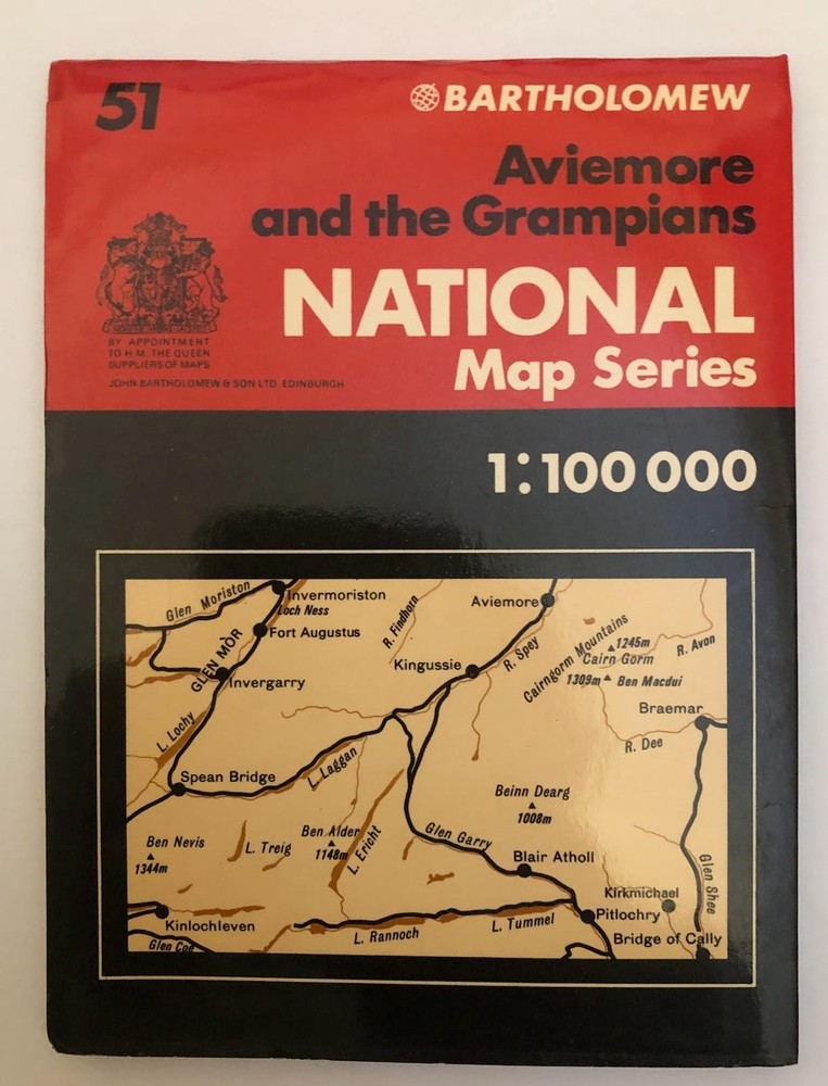 Aviemore & Grampians, National Map Series 1: 100000, # 51 Bartholomew – 1978