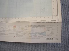 Vtg Ordnance Survey map Cloth Sheet 150 Ipswich Clacton Suffolk 1″=1 mile 1956