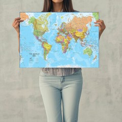 A1 A2 World Map Poster Wall Map of the World Political Geography Decor