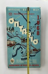 Vintage 1968 Ontario Canada Fold Out Paper Map Travel