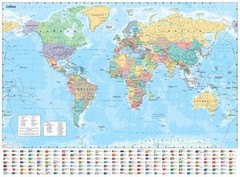 Collins World Wall Laminated Map by Collins Maps, Collins Maps, Like New Used…