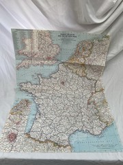 Vintage National Geographic Map France, Belgium And The Netherlands June 1960