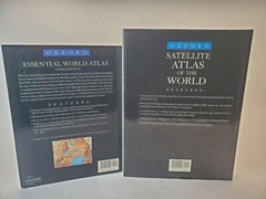 2 Oxford Atlas lot Satellite Atlas and Essential World hardcover & Paperback