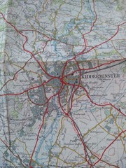 OS Ordnance Survey One Inch Cloth Map of Kidderminster- Sheet 130 – 1954