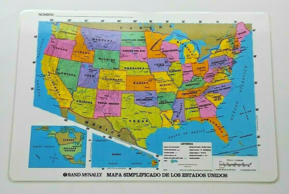 In Spanish! US and World Desk Map Geography History Grade 2 3 4 5 6