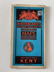 Vintage Bartholomew’s Half Inch Paper Map, Sheet 10, Kent