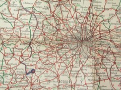 Johnstone’s Motoring Map of England & Wales – ?1930s on cloth